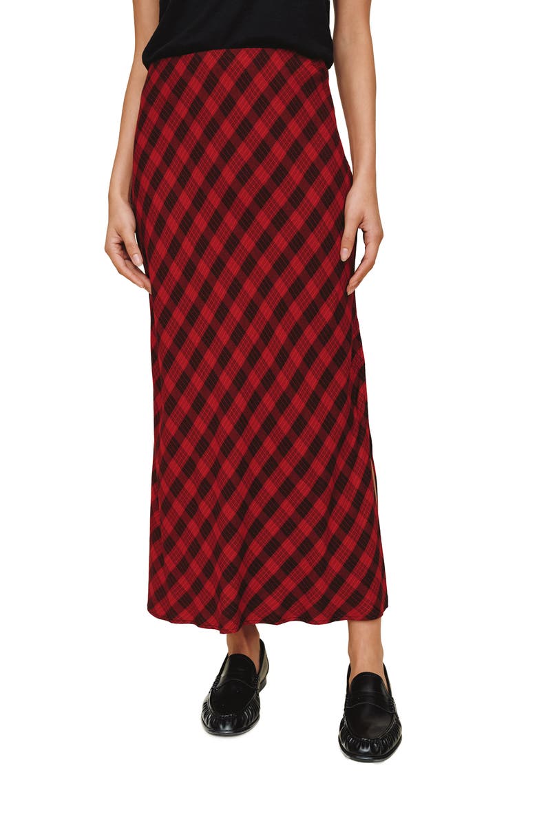 Bella Dahl Plaid Maxi Skirt, Main, color, Red Black Check