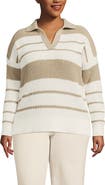 Lands' End Cotton Boucle Johnny Collar Textured Sweater