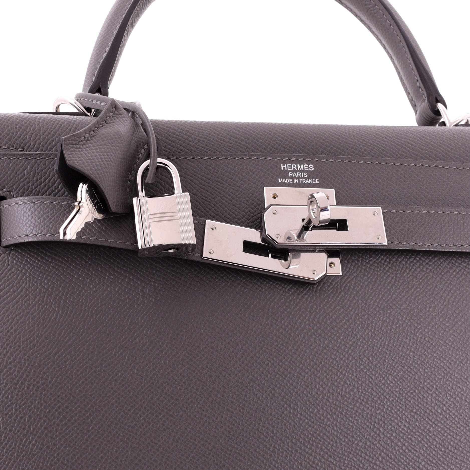 Kelly Handbag Grey Epsom with Palladium Hardware 28, Alternate, color, Grey