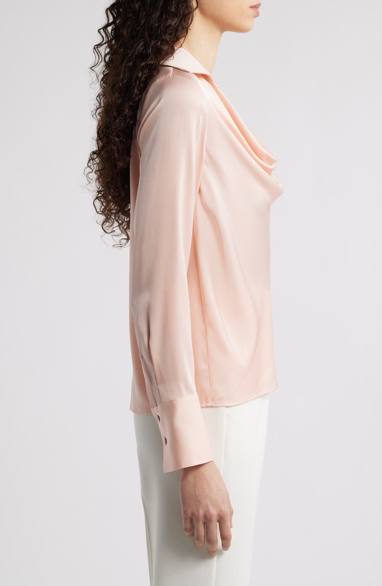 Elie Tahari The Ciaran Cowl Neck Satin Shirt, Alternate, color, 
