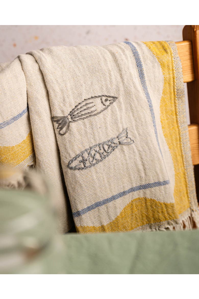 Hand Stitched Kitchen Towel Set, Alternate, color, Blue