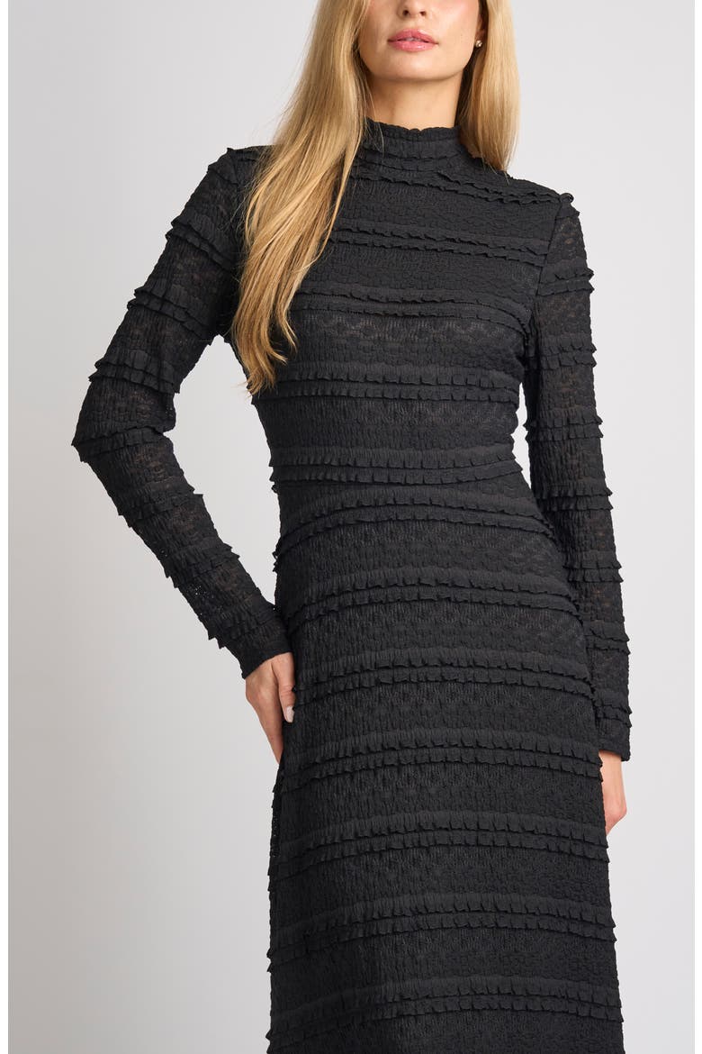 Thea Ruffle Mock Neck Maxi Dress, Alternate, color, RICH BLACK