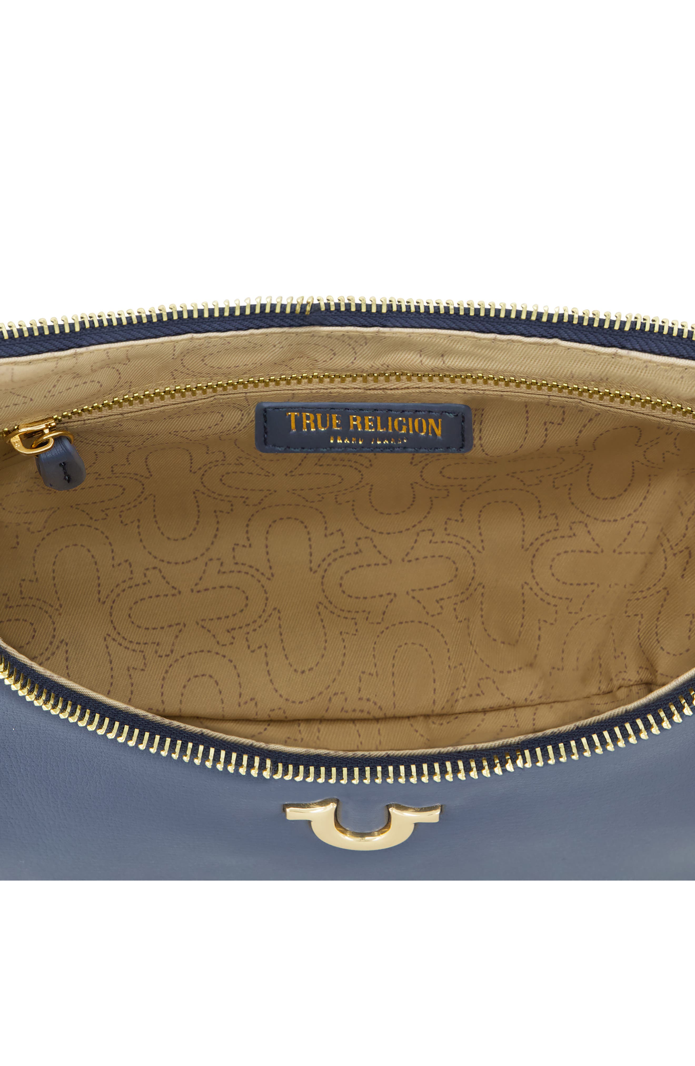 Zip Top Crescent Hobo Bag, Alternate, color, BLUE