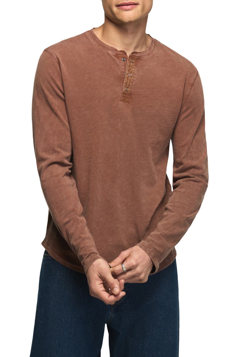 Weekend Slub Long Sleeve Henley, Main, color, FRIAR BROWN