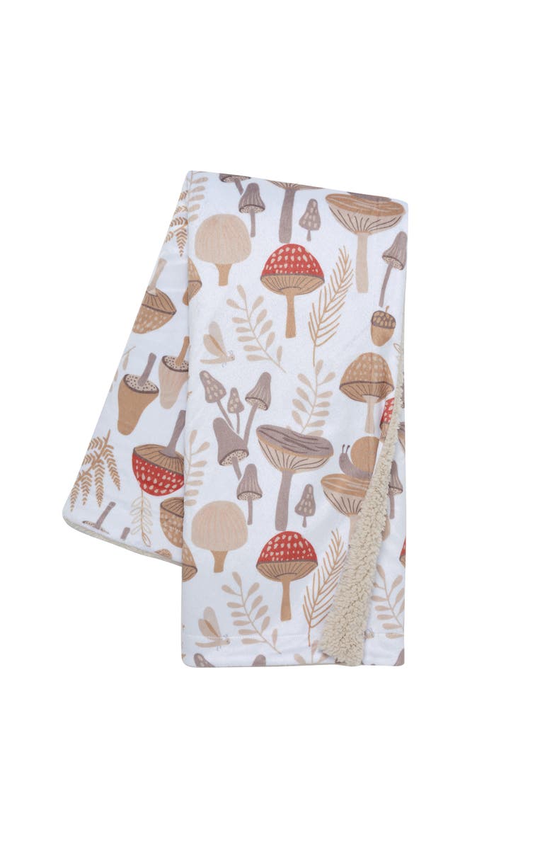 Lambs & Ivy Mushroom Meadow Soft White/Taupe Luxury Baby Blanket, Main, color, Cream