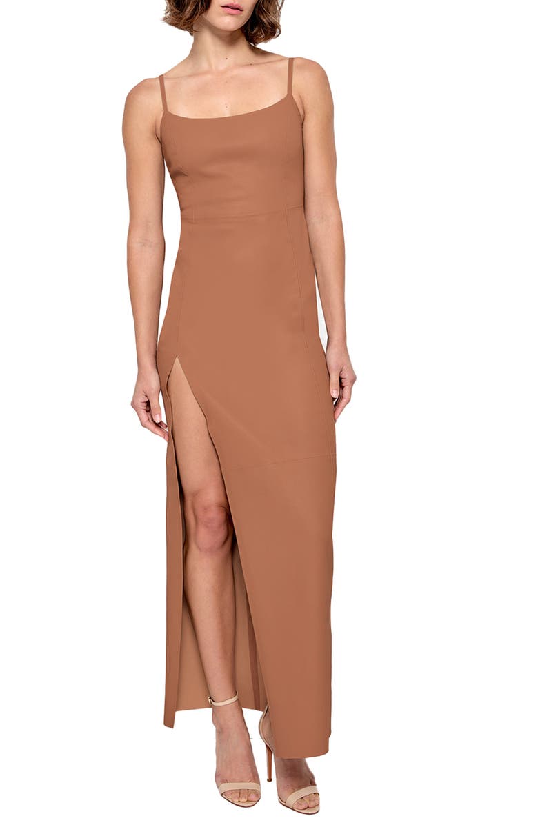 AS by DF Aphrodite Stretch Leather Dress, Main, color, Caramel