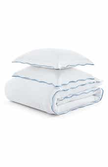 Simple Scallop Cotton Percale Duvet Cover Set