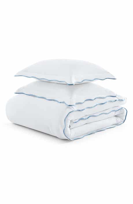 Simple Scallop Cotton Percale Duvet Cover Set
