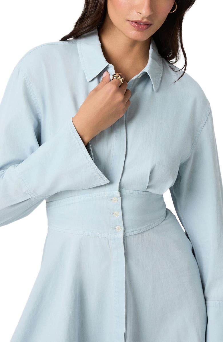 PAIGE Sandrine Long Sleeve Denim Minidress, Alternate, color, Angelic