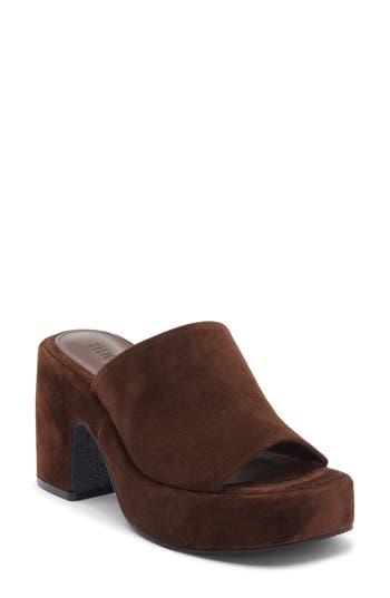 Steve Madden Shanton Platform Slide Sandal In Brown