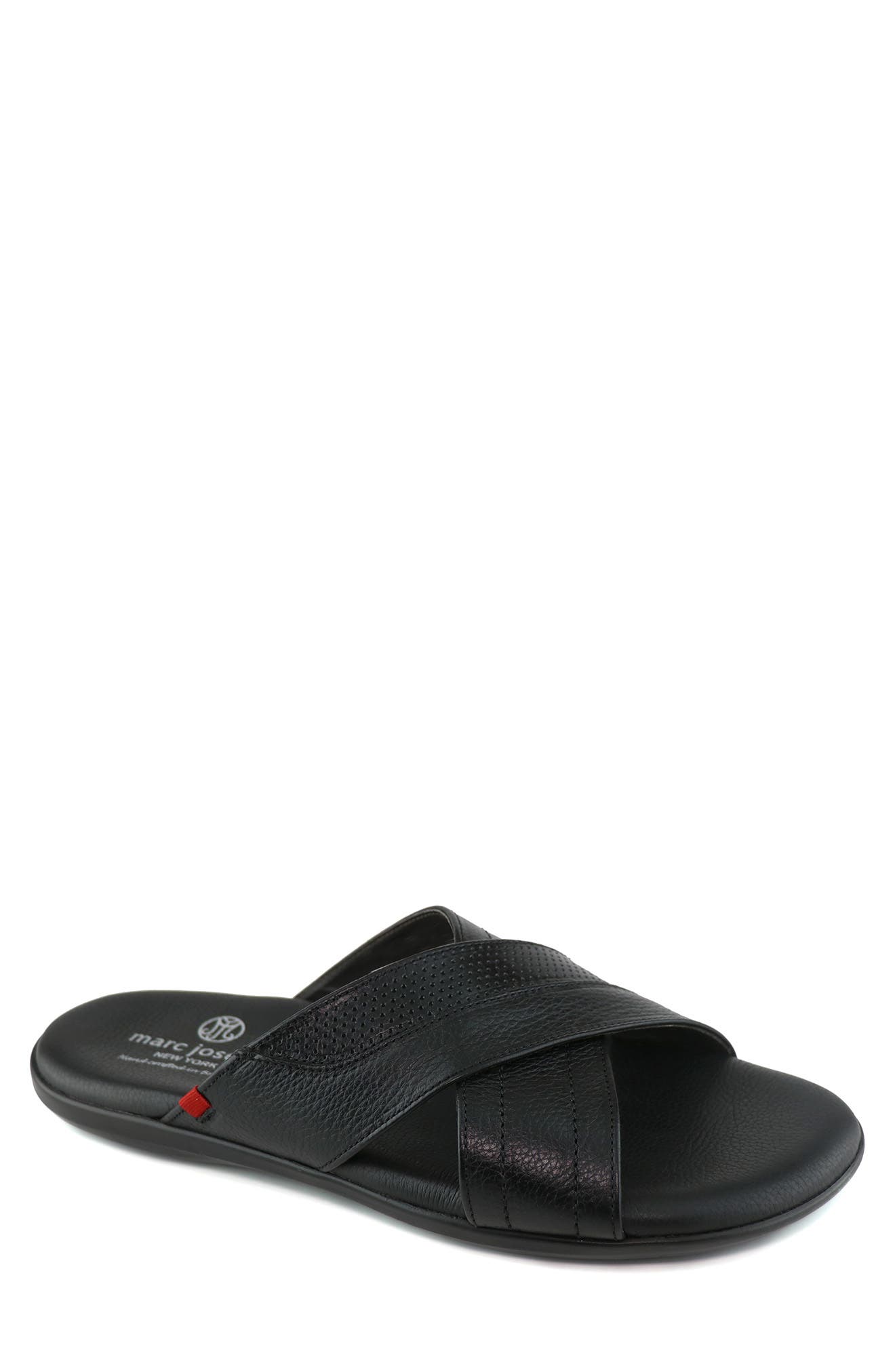 Marc Joseph New York Boone Ave Slide Sandal, Main, color, Black Grainy
