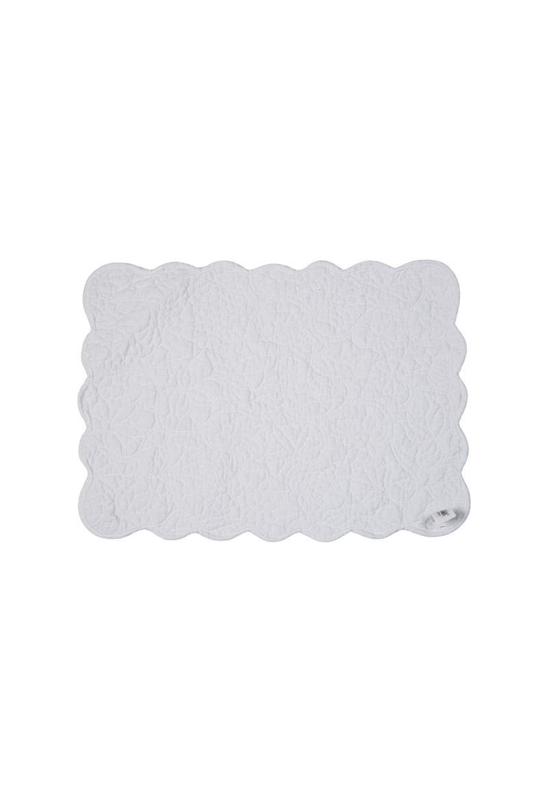 Christiana White Reversible Machine Washable Scallop Quilt Placemats Set of 6, Alternate, color, White