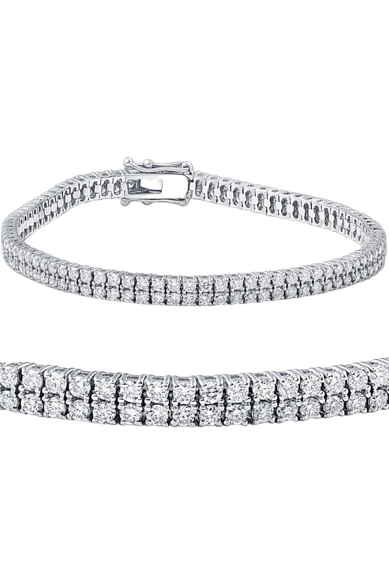 4 Ct Diamond Tennis Bracelet Double Row Lab Grown 7" 18k Gold, Main, color, 18k White Gold
