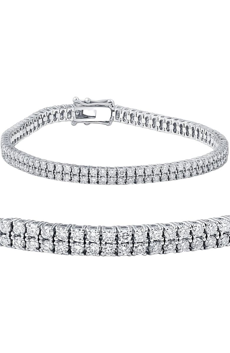 Bliss Diamond 4 Ct Diamond Tennis Bracelet Double Row Lab Grown 7" 18k Gold, Main, color,