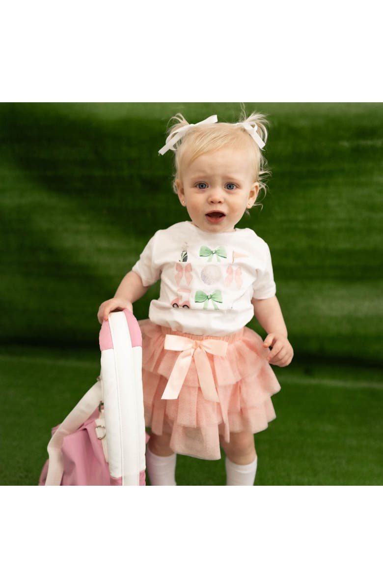 Sweet Wink Bow Golf Girl Short Sleeve Romper, Alternate, color, White