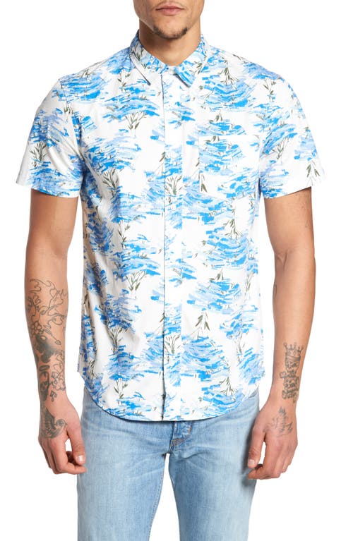 The Rail Short Sleeve Print Poplin Shirt in White Brushed Floral 