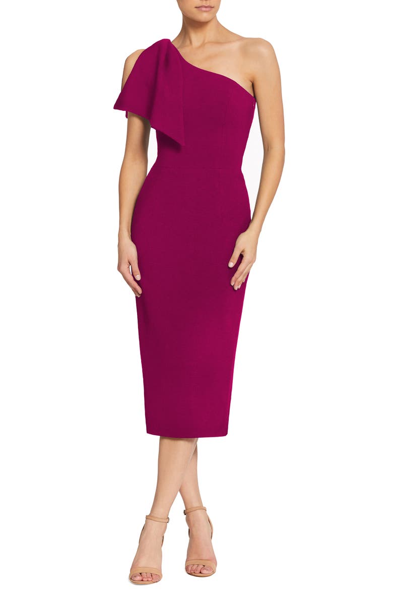 Tiffany One-Shoulder Midi Dress, Main, color, DARK MAGENTA