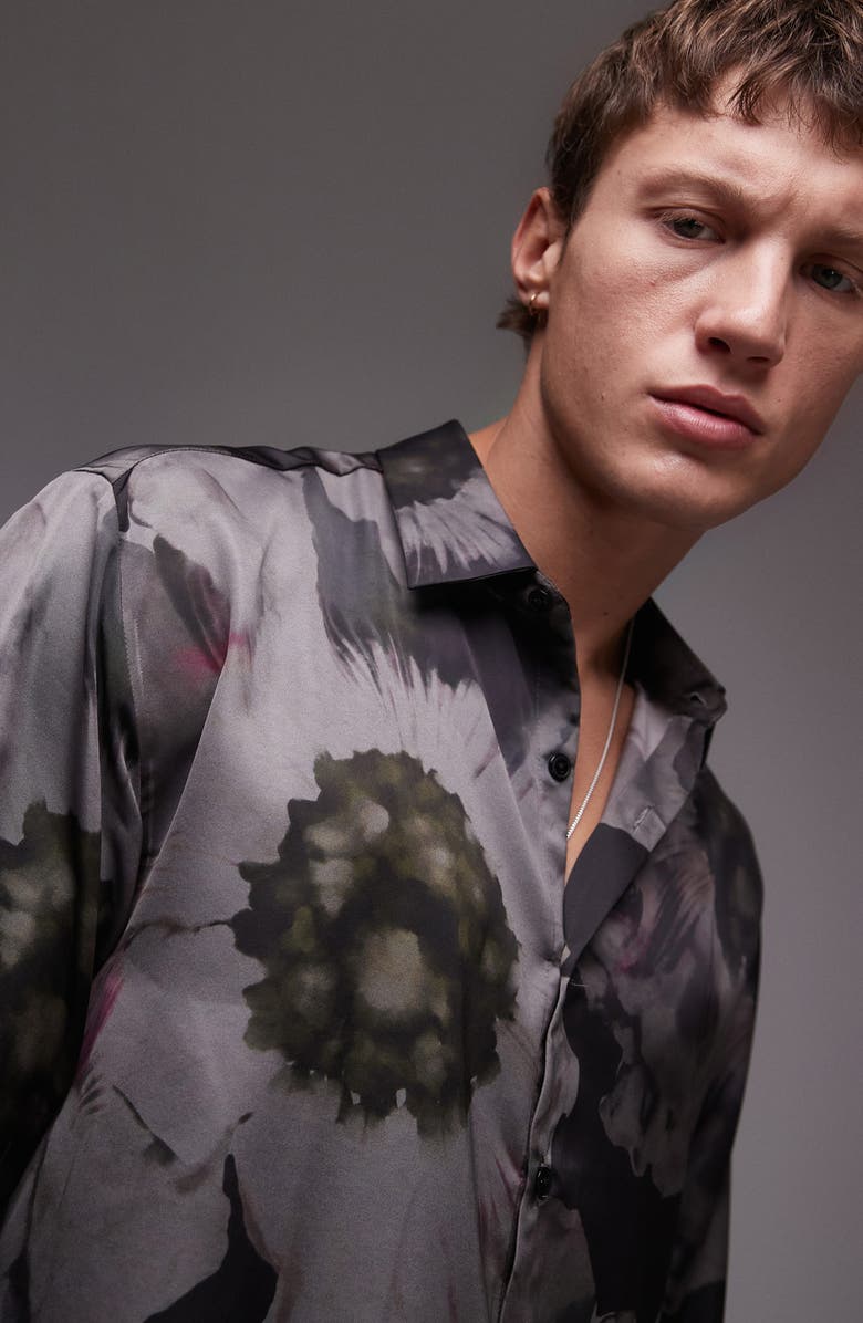 Topman Floral Button-Up Shirt, Alternate, color, 