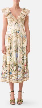 Camilla V Neck Frill Midi Dress