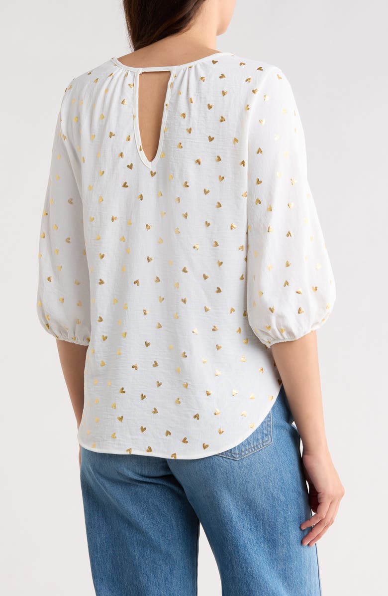 Renee C Print Keyhole Top, Alternate, color, Ivory