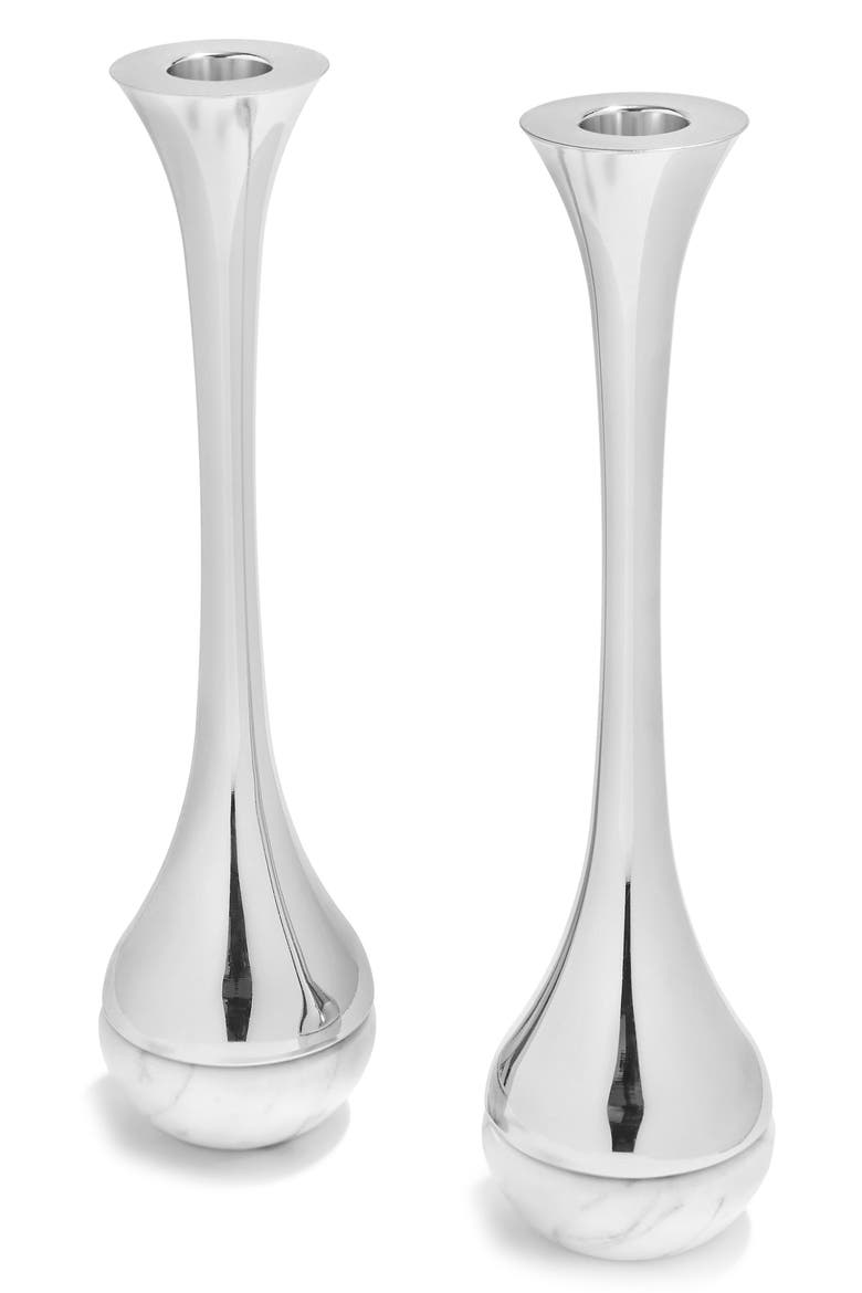 Dual Set of 2 Candlesticks, Main, color, CARRARA SILVER