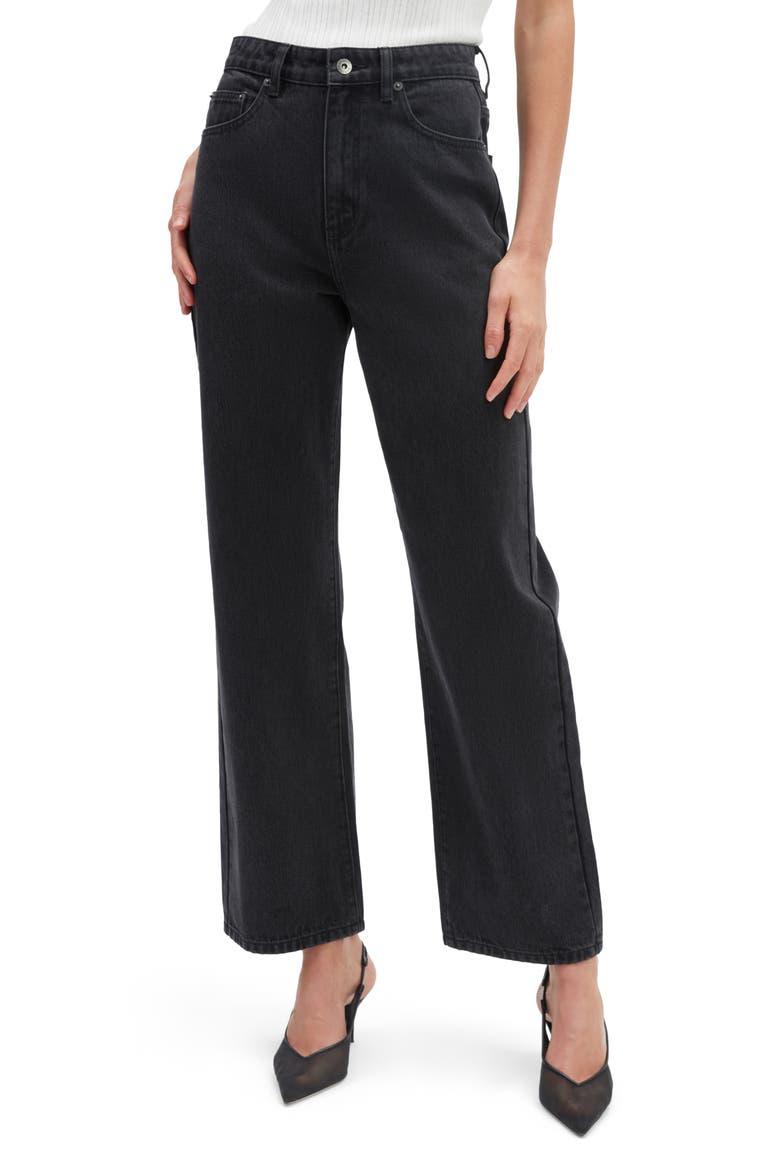 Cindy High Waist Wide Leg Jeans, Main, color, WASHED BLACK