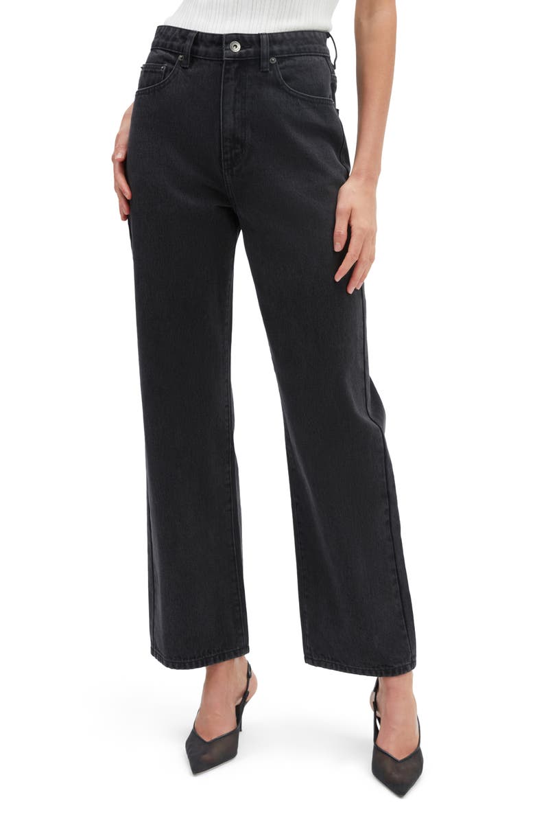 Bardot Cindy High Waist Wide Leg Jeans, Main, color, Washed Black