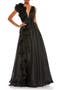 Ruffle Shoulder V-Neck Chiffon Gown