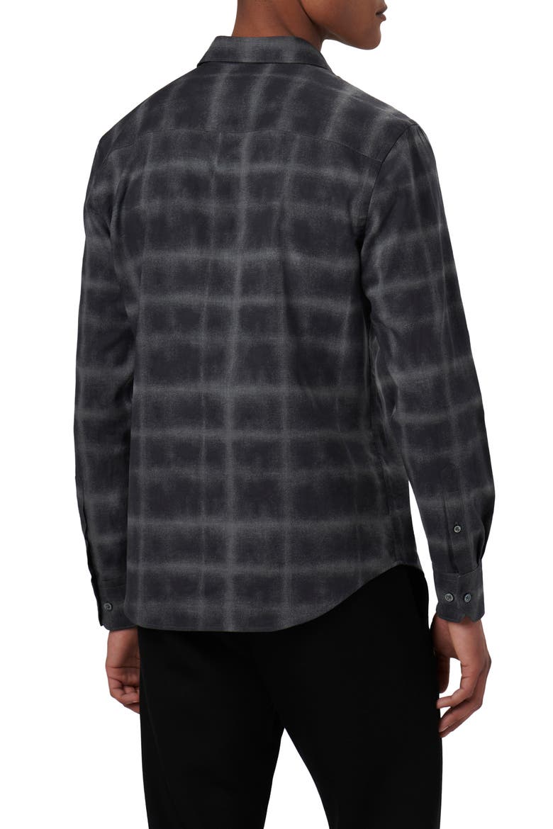 Axel Shaped Fit Windowpane Plaid Stretch Cotton Button-Up Shirt, Alternate, color, ANTHRACITE