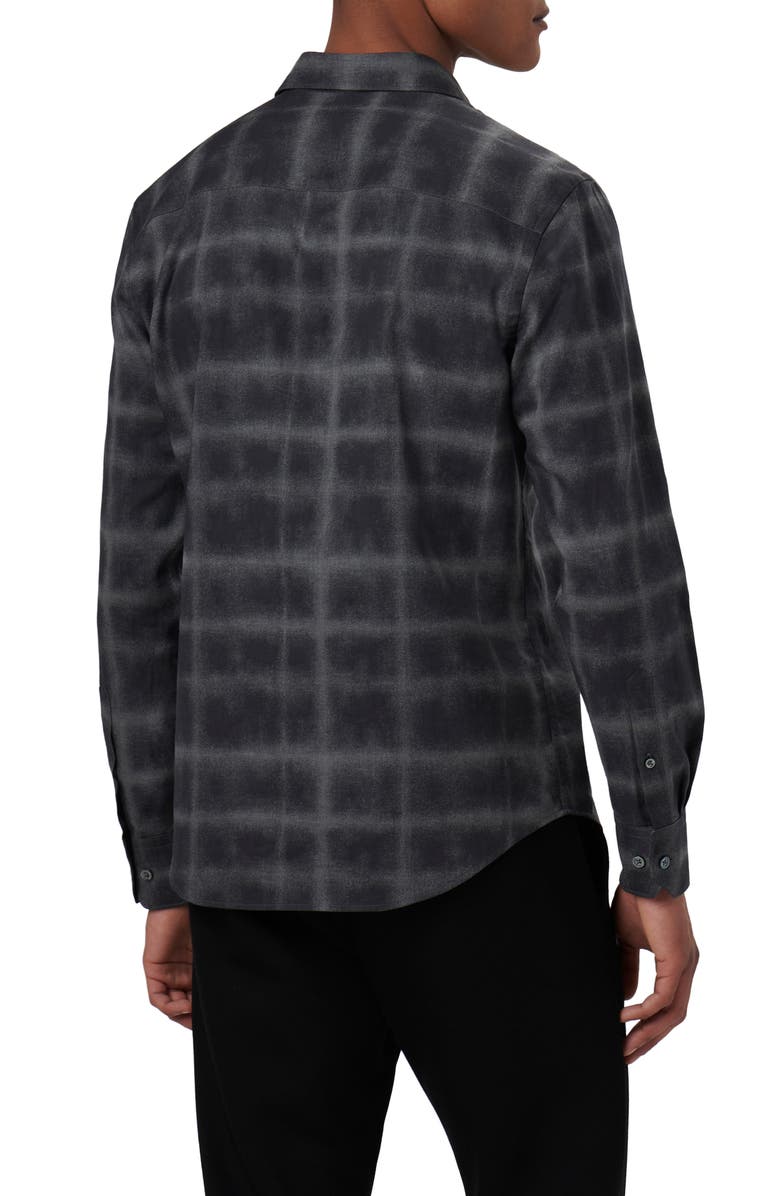 Bugatchi Axel Shaped Fit Windowpane Plaid Stretch Cotton Button-Up Shirt, Alternate, color,