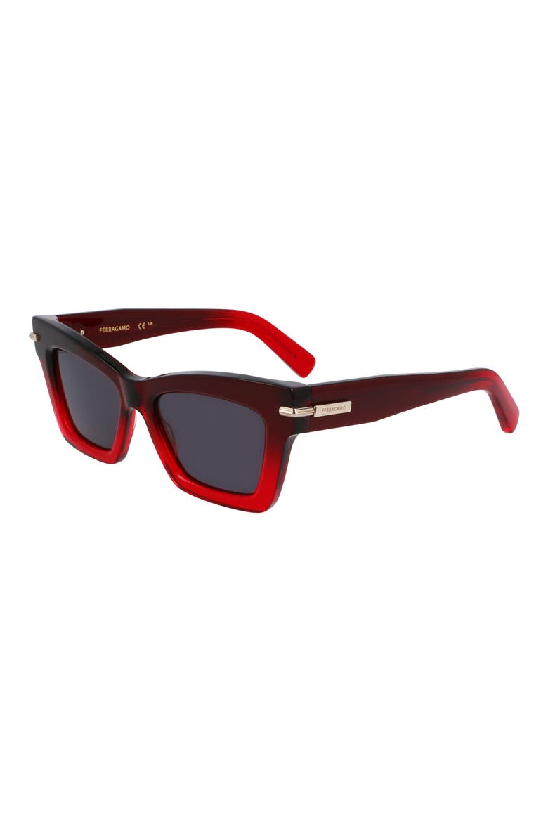Prisma 52mm Modified Rectangular Sunglasses, Alternate, color, GRADIENT DARK RED TRANSPARENT
