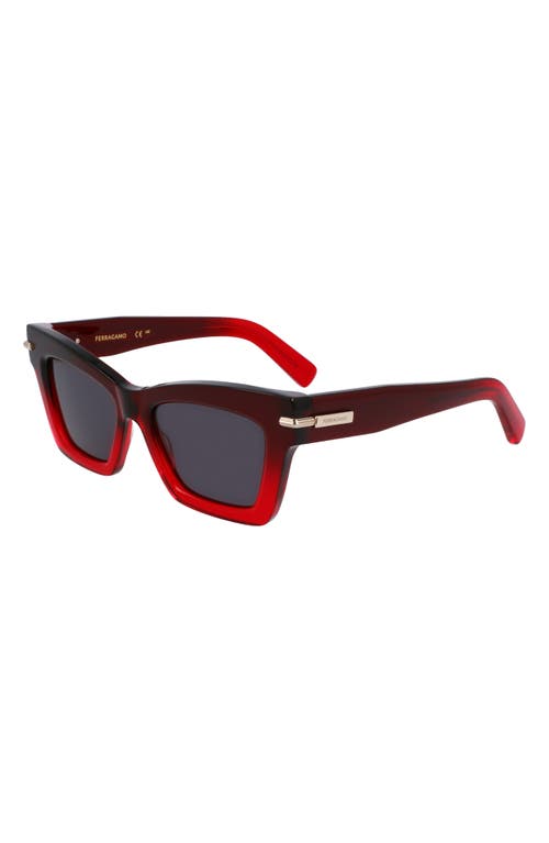 Ferragamo Prisma 52mm Modified Rectangular Sunglasses In Gradient Dark Red Transparent