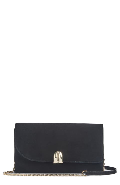 Aria Curve Flap Leather Clutch