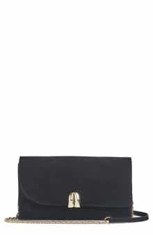 LK Bennett Aria Curve Flap Leather Clutch