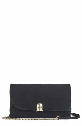 LK Bennett Aria Curve Flap Leather Clutch