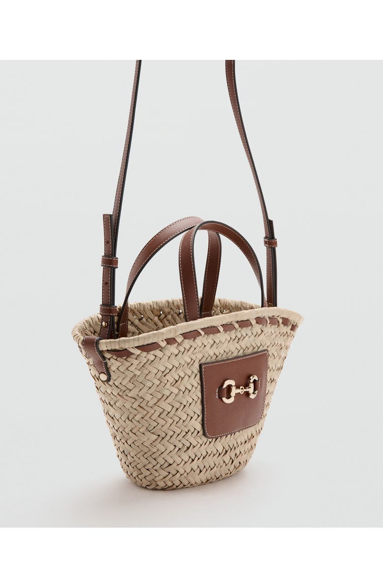 MANGO Small Natural Fiber Top Handle Bag, Alternate, color,