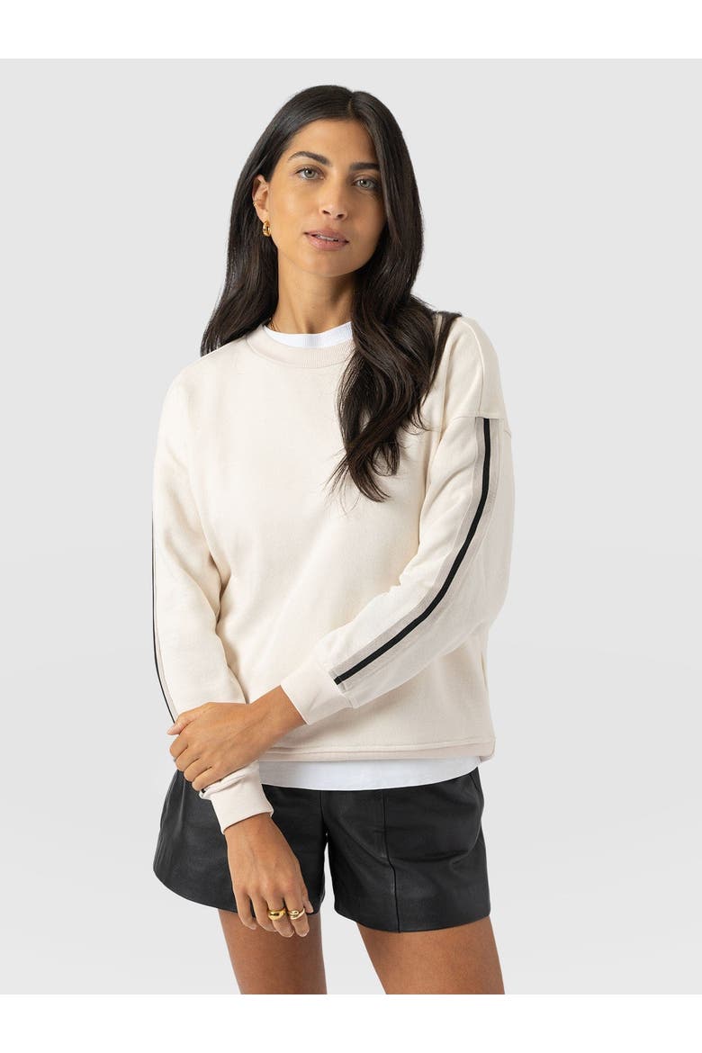 Victory Sweatshirt, Alternate, color, Cream Black Stripe