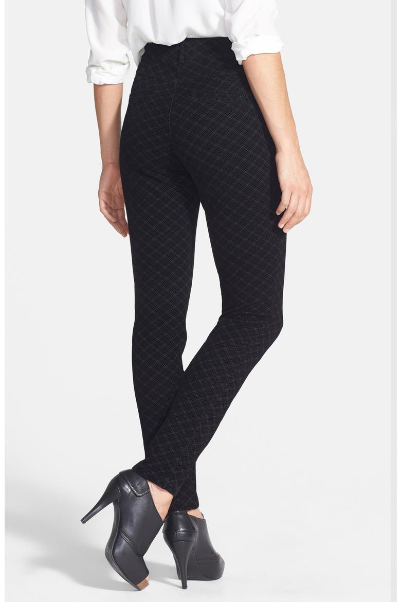 Flocked Plaid Pants (Nordstrom Exclusive), Alternate, color, BLACK