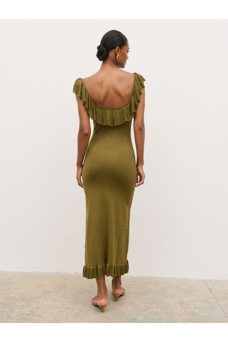 Sascha Frill Detail Knit Midi Dress, Alternate, color, Green