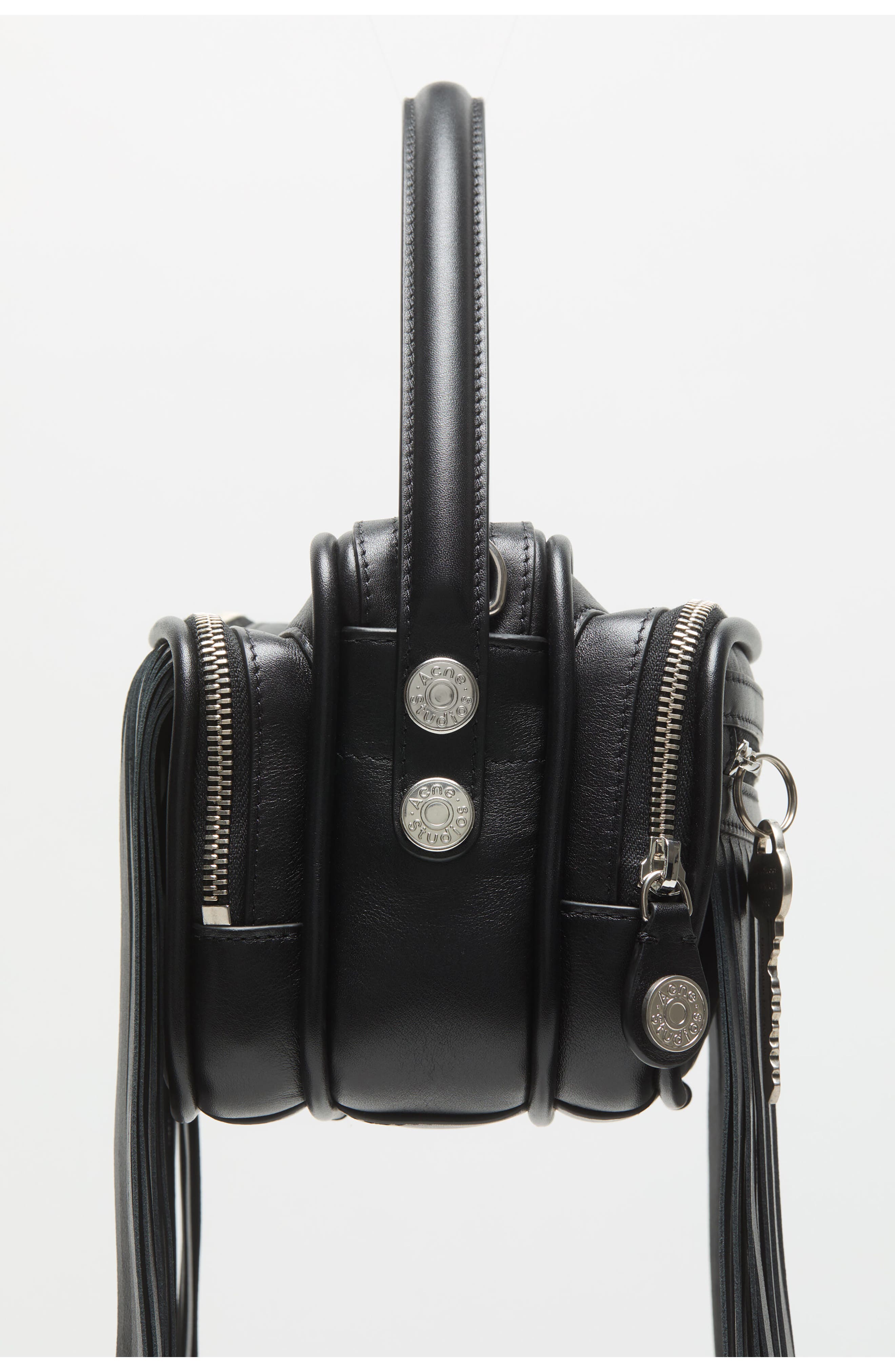 Acne Studios Camero Kit Fringe Leather Handbag, Alternate, color, Black
