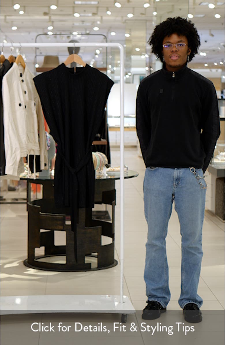 Adelie Pinstripe Sleeveless Mock Neck Dress, sales video thumbnail