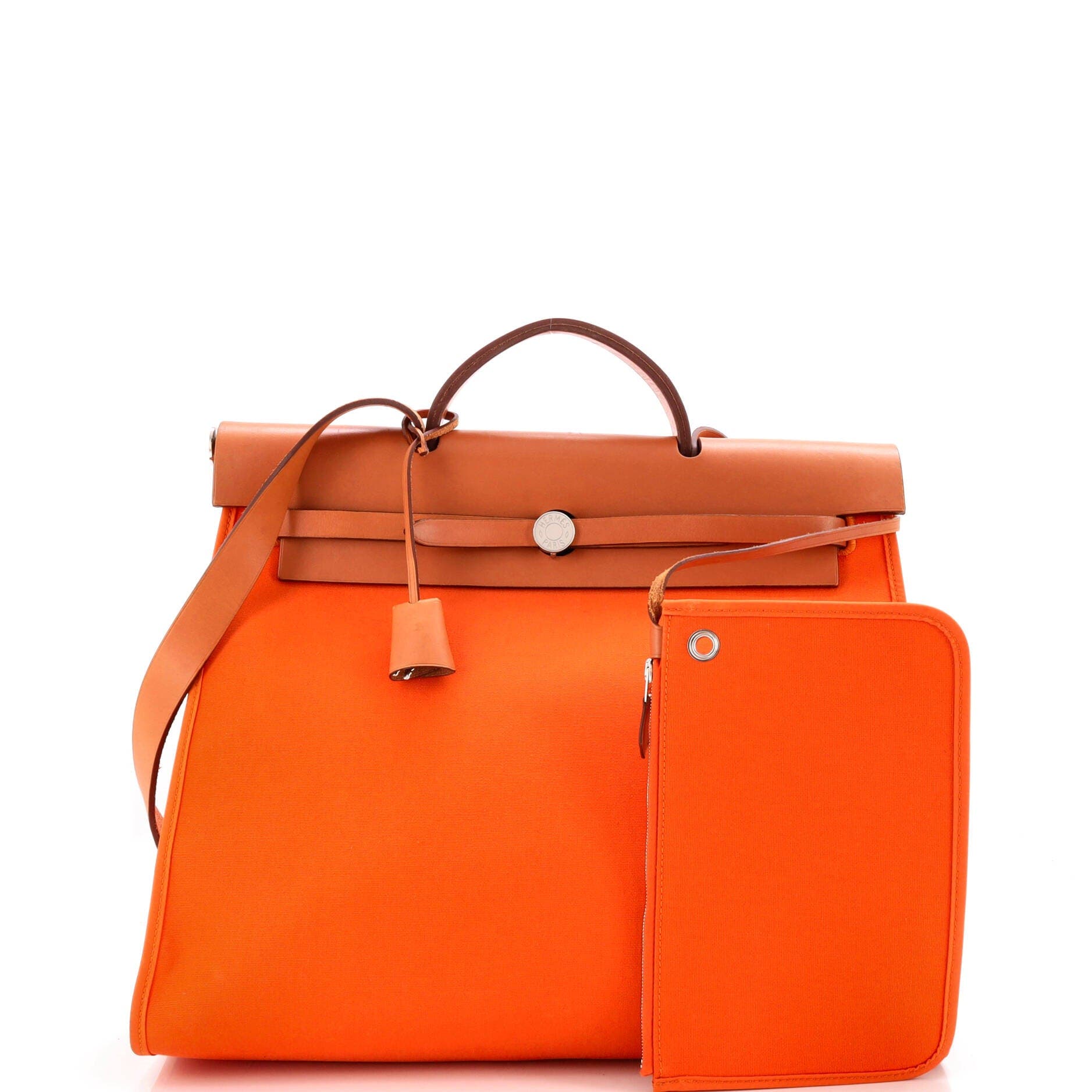 Herbag Zip Leather and Toile 39, Alternate, color, Orange