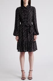 KOBI HALPERIN Landry Long Sleeve Leaf Print Dress