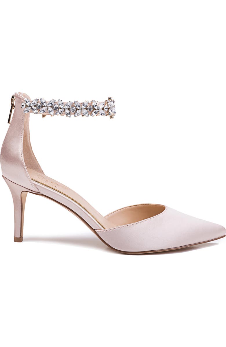 Jewel Badgley Mischka Raleigh Pointed Toe Ankle Strap Pump, Alternate, color, Champagne Satin