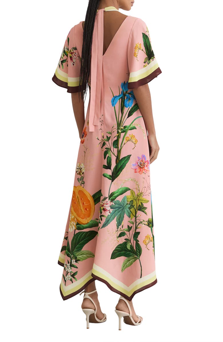 Reiss Flossy Floral Print Midi Dress, Alternate, color, Pink
