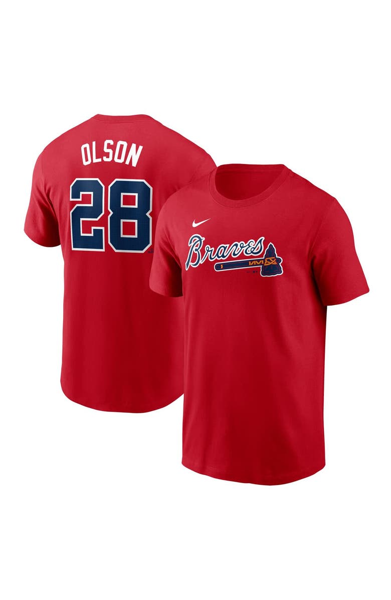 Nike Men's Nike Matt Olson Red Atlanta Braves Fuse Name & Number T-Shirt, Main, color, 