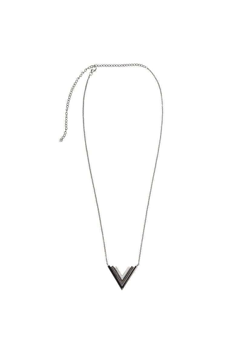 Valor Silver Onyx V Statement Necklace, Alternate, color, Silver