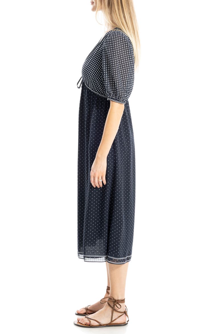 Babydoll Midi Dress, Alternate, color, NAVY/ CREAM