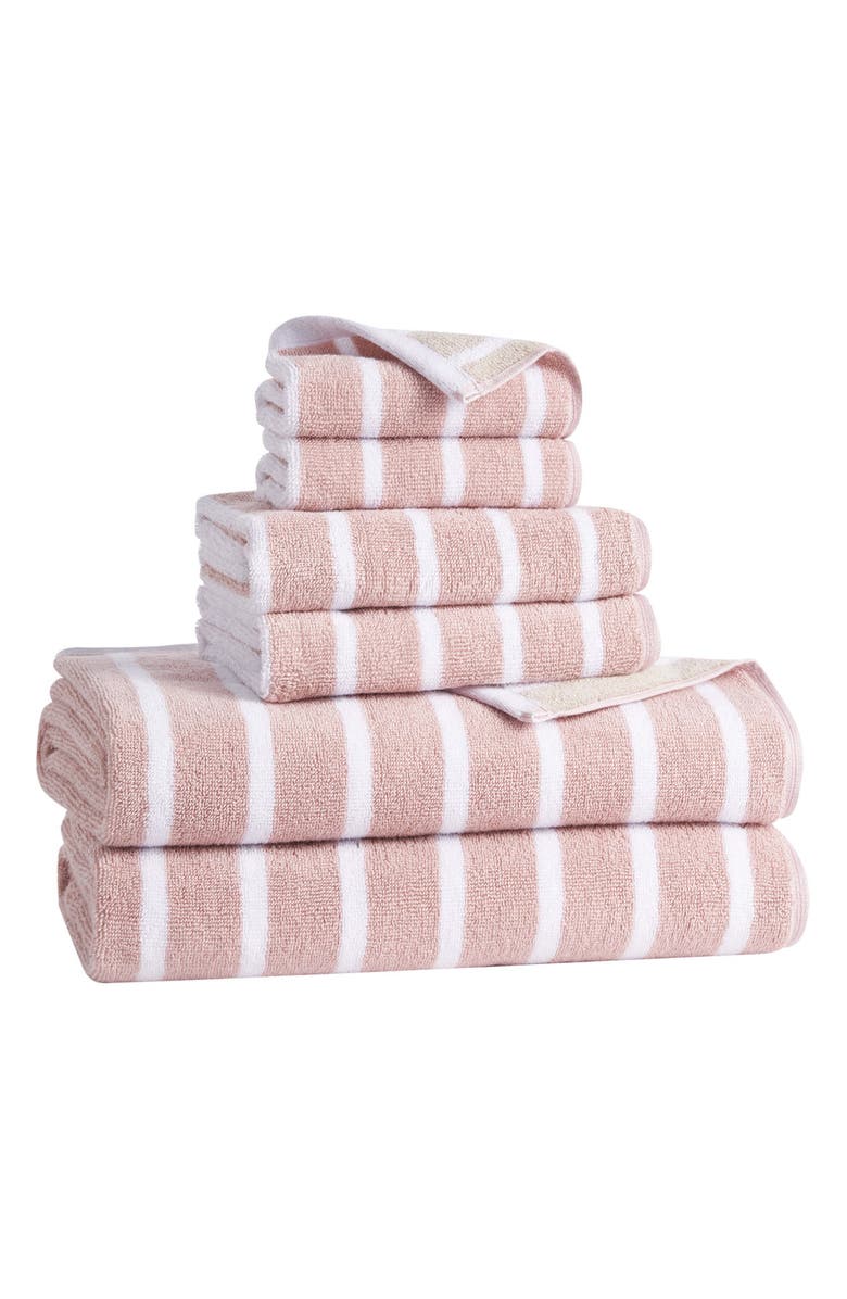 Lucky Brand Reversible Stripe 6-Piece Assorted Towels, Main, color, 