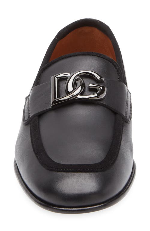 Dolce & Gabbana Moccasin With Logo Plaque In Nero